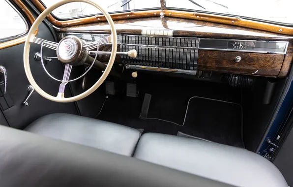 Cadillac, Imperial, руль, панель приборов, торпедо, ретро автомобили, Sedan, 1940