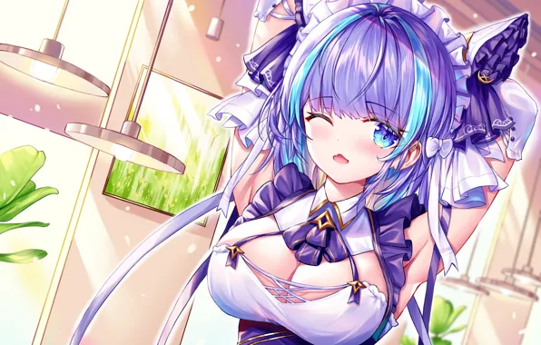 Girl, sexy, cleavage, dress, boobs, anime, beautiful, short hair