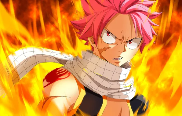 Аниме, арт, Fairy Tail, Нацу, Хвост феи
