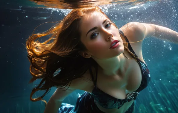 Грудь, взгляд, вода, девушка, свет, лицо, поза, портрет