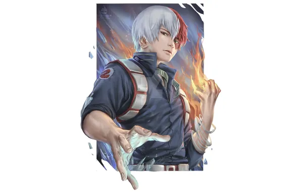 Взгляд, аниме, арт, парень, Boku no Hero Academia, Моя геройская акадеимя, Todoroki shouto
