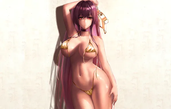 Girl, sexy, cleavage, long hair, boobs, sexy girl, anime, beautiful