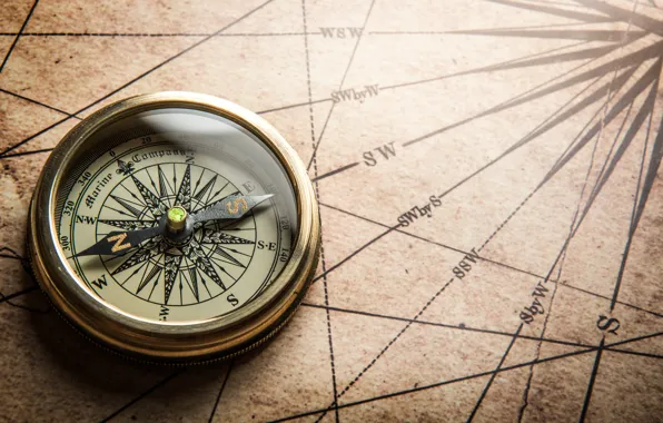 Metal, map, compass, coordinates