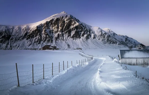 Картинка зима, дорога, снег