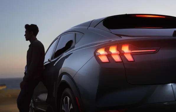 Фары, Mustang, Ford, вечер, кроссовер, 2020, электрокроссовер, Mach-E