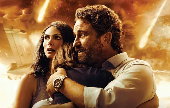 Катастрофа, Morena Baccarin, пара, постер, Джерард Батлер, Gerard Butler, Гренландия, Greenland