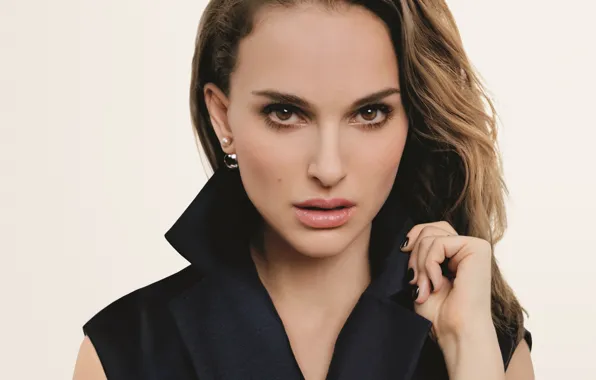 Фон, часы, портрет, макияж, реклама, платье, актриса, Natalie Portman