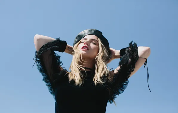Взгляд, шапка, макияж, актриса, hair, беретка, Ana de Armas, Ана де Армас