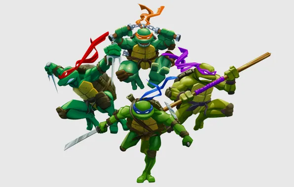 Картинка Черепашки-ниндзя, Raphael, Leonardo, Donatello, Teenage Mutant Ninja Turtles, Michelangelo, мутанты ниндзя черепашки