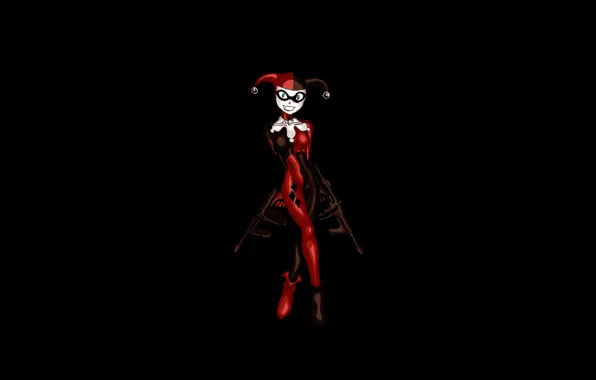 Оружие, черный фон, Harley Quinn