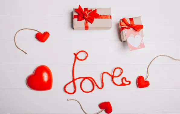 Картинка любовь, подарок, сердце, сердечки, red, love, heart, wood