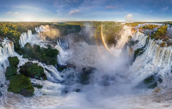 Картинка водопады, Бразилия, радуги, Аргентина, Южная Америка, Игуасу