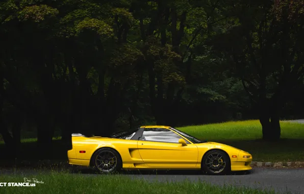 Car, машина, Хонда, sport, wheels, спойлер, Honda, yellow