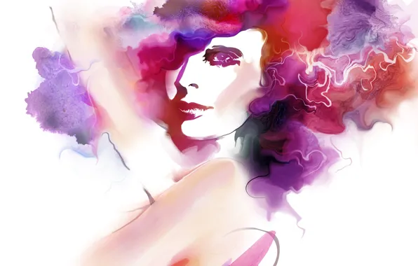 Картинка взгляд, краски, Tatiana Nikitina, нарисованная девушка, Татьяна Никитина