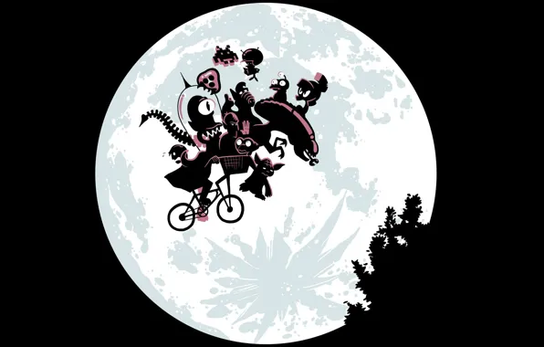 Картинка велосипед, луна, монстры, пародия
