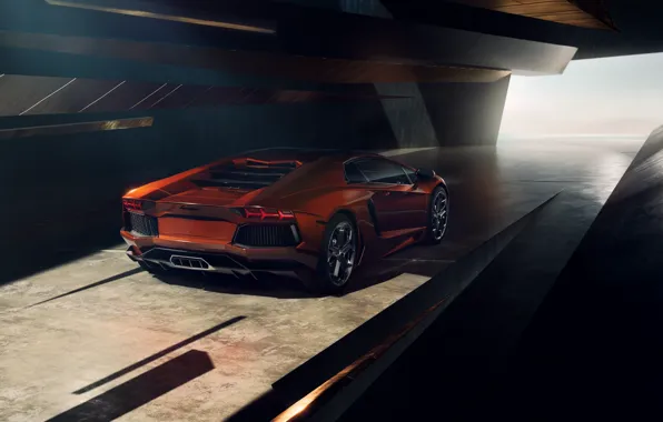 Авто, Lamborghini, Оранжевый, Суперкар, Aventador, Lamborghini Aventador, Supercar, Спорткар