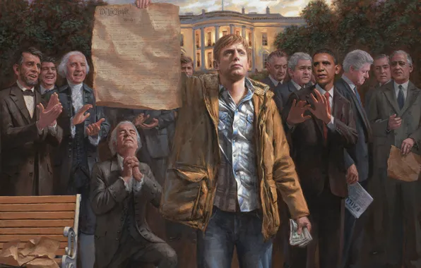 Картинка америка, вашингтон, президенты, сша, Барак Обама, Белый дом, Джордж Буш, Аврам Линкольн