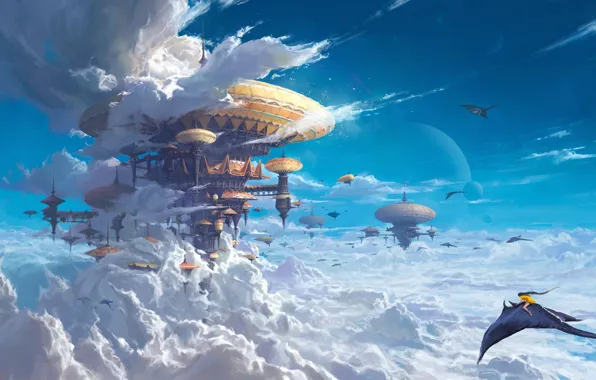 Небо, Облака, Город, Здание, City, Heaven, Clouds, Sky