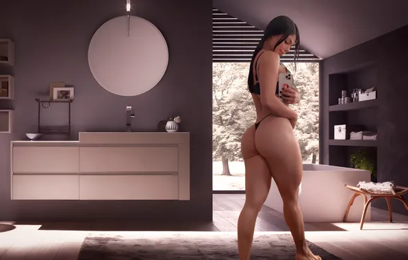 Girl, sexy, model, pretty, brunette, body, pose, fitness