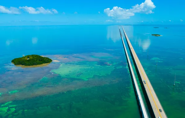 Картинка bridge, florida, atlantic ocean, big bridge, amazing nature, amazing road, famous objects, famous bridge