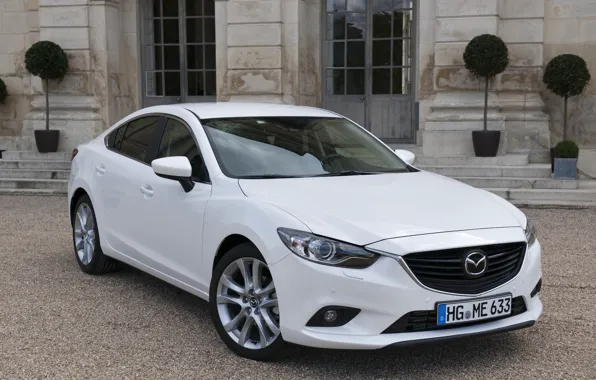 Картинка белый, Mazda, white, красивая, седан