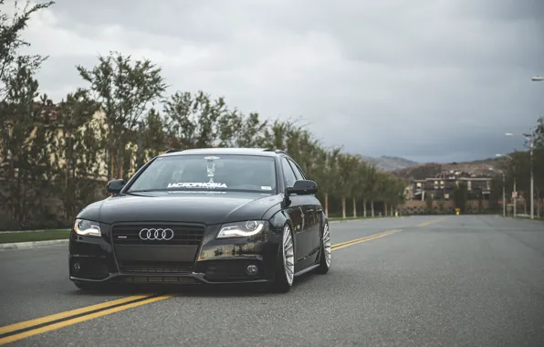 Audi, wheels, black, front, wagon, stance, avant