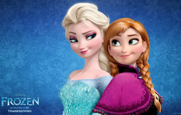 Картинка мультфильм, Frozen, Disney, Анна, Anna, сёстры, принцессы, Princess