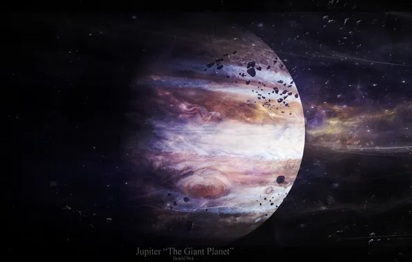 Картинка звезды, астероиды, юпитер, the giant planet, jupiter