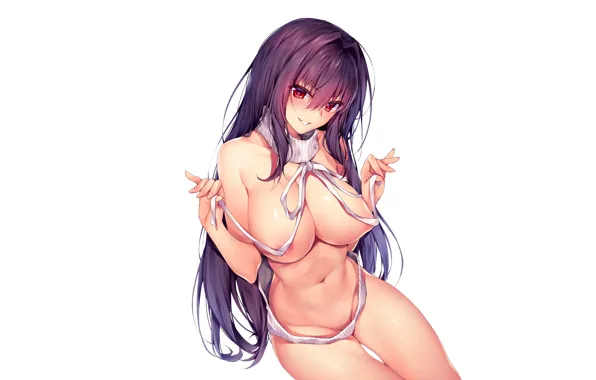 Girl, sexy, long hair, dress, nipples, boobs, anime, beautiful