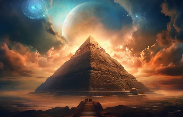 Wallpaper, Fantasy, Sky, Shine, Pyramid