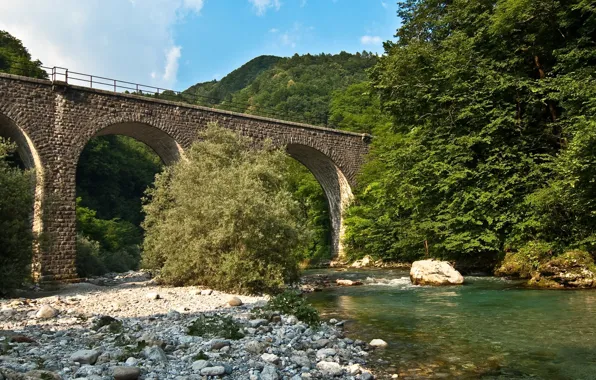 Мост, камни, Река, river, bridge