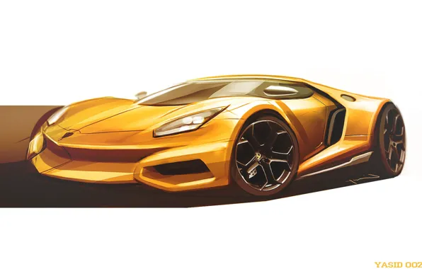 Авто, Рисунок, Lamborghini, Машина, Фон, Car, Автомобиль, Арт
