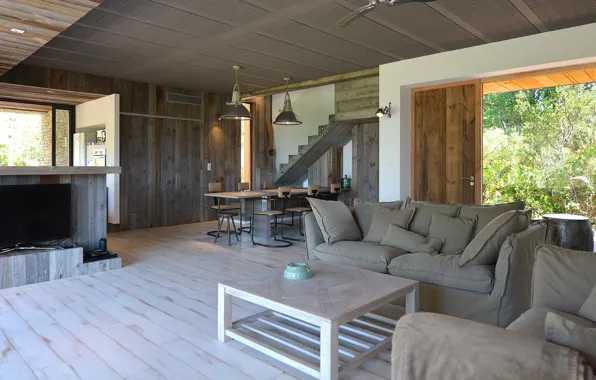 Дизайн, интерьер, кухня, гостиная, столовая, стиль лофт, Loft residence De Palombaggia, Лофт-резиденция De Palombaggia