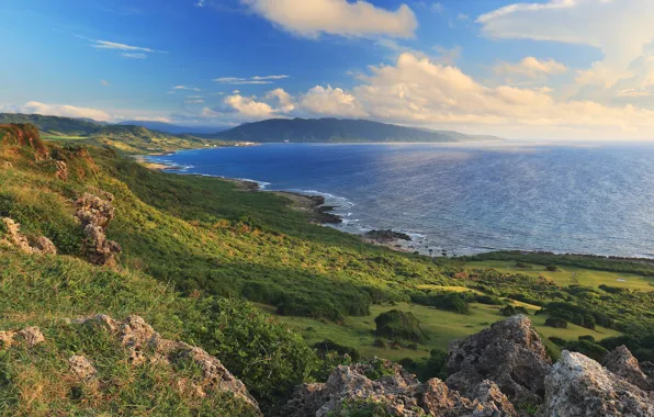 Море, небо, холмы, Тайвань, Taiwan