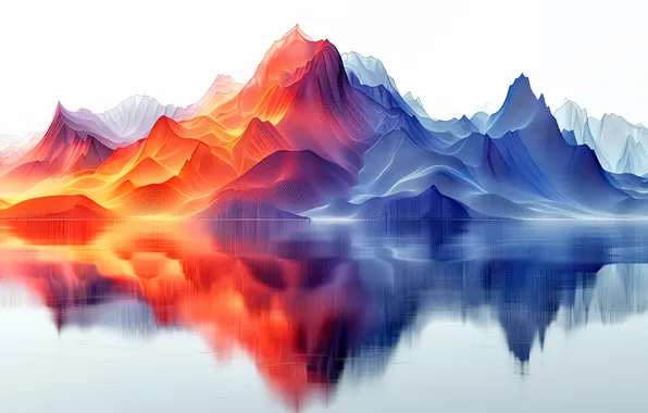 Картинка abstract, mountains, lines, digital art, AI art