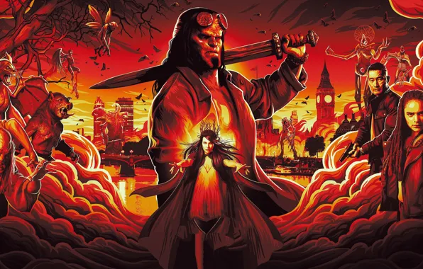 Фантастика, арт, постер, Hellboy, Хеллбой: Возрождение кровавой королевы