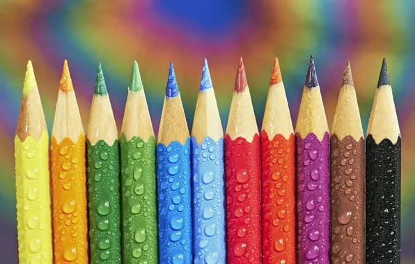 Картинка капли, карандаши, drops, pencils, Tom Pavlasek