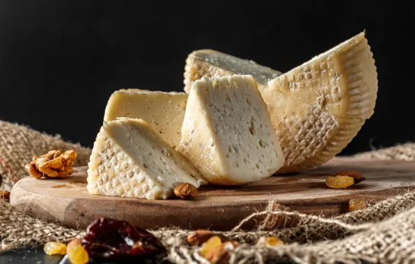 Сыр, Орехи, Кусок, Миндаль, Изюм