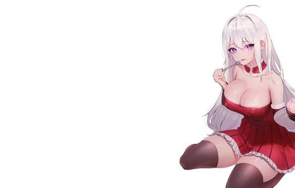 Girl, sexy, cleavage, dress, anime, pretty, Pocky