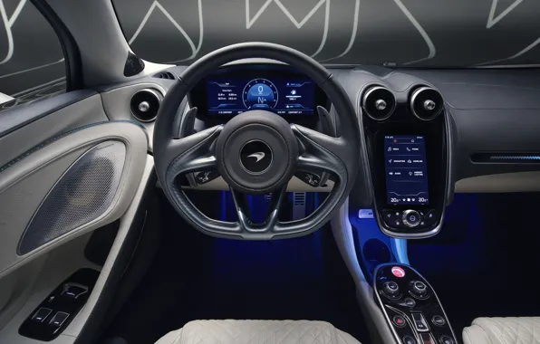McLaren, суперкар, салон, MSO, 2019, McLaren GT, Defined Flux Silver