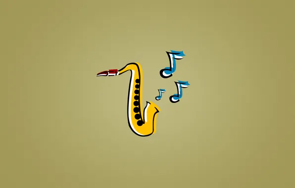 Картинка синий, желтый, ноты, музыка, джаз, Саксофон, jazz, saxophone