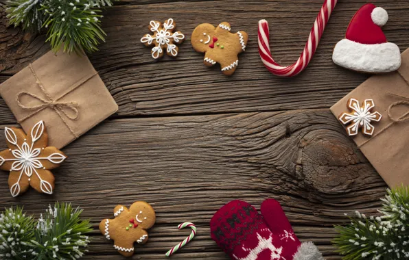 Украшения, печенье, Рождество, Новый год, new year, Christmas, wood, cookies