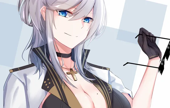 Girl, sexy, cleavage, blouse, long hair, boobs, anime, beautiful