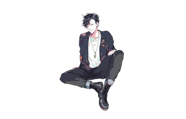 Стиль, минимализм, парень, сидит, Волейбол, Haikyuu, Куро Тетсуро