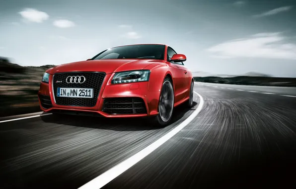 Картинка дорога, красный, Audi, скорость, RS5