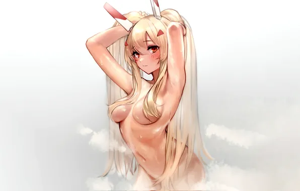 Girl, sexy, wet, long hair, boobs, sexy girl, blush, anime