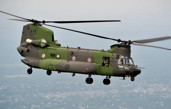 Картинка полет, вертолёт, транспортный, военно, канадский, CH-47F, Chinook