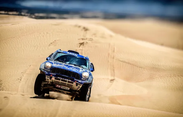 Песок, Mini, Синий, Спорт, Пустыня, Скорость, Гонка, Rally