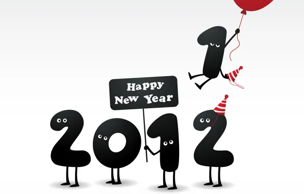 2012, год, happy new year, 1 улетела, воздушном шарике
