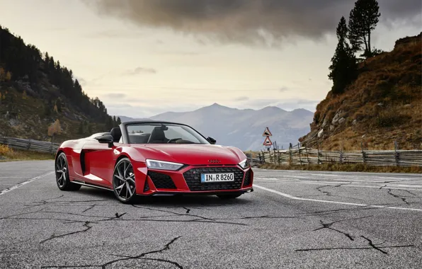 Горы, Audi, Audi R8, Spyder, V10, 2020, RWD